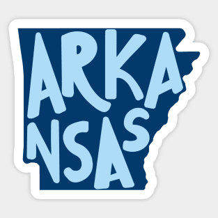 Arkansas Doodle Letters Map Outline-blue Sticker